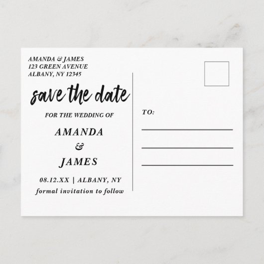 Zwart & Wit Cooper Faux Folie Foto Opslaan De Datu Aankondigingskaart (Achterkant)