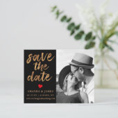 Zwart & Wit Cooper Faux Folie Foto Opslaan De Datu Aankondigingskaart (Staand voorkant)