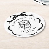 Zwart-wit Coquette Boog Beter Samen Ronde Kartonnen Onderzetter (Gebogen)