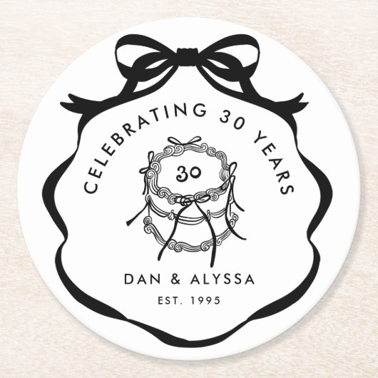 Zwart-wit Coquette Boog Beter Samen Ronde Kartonnen Onderzetter (Voorkant)