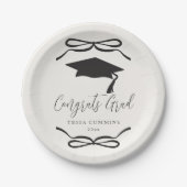 Zwart-wit Coquette Bow Girl Afstudeerfeest Papieren Bordje (Voorkant)