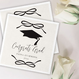 Zwart-wit Coquette Bow Girl Afstudeerfeest Servet