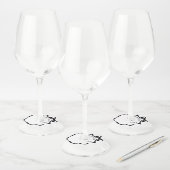 Zwart-wit Coquette Bow Jubileum Wijnglaslabel (Set)