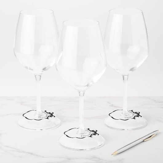 Zwart-wit Coquette Bow Jubileum Wijnglaslabel (Set)
