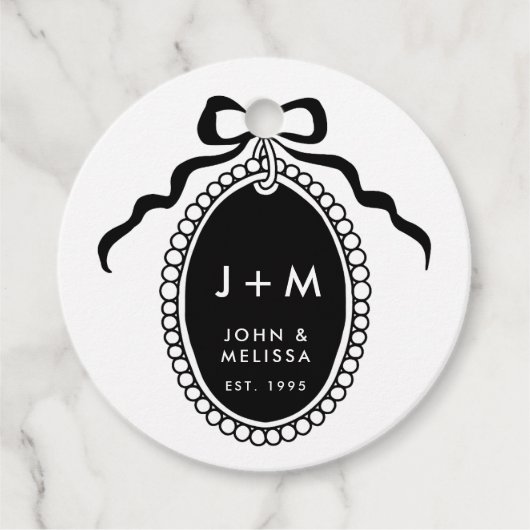 Zwart-wit  Coquette Jubileum Bedankjes Labels (Voorkant)