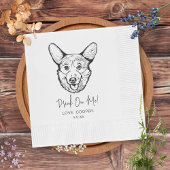 Zwart-wit Corgi Hond Gepersonaliseerde bruiloft Servet