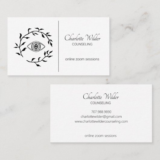 Zwart-wit counselor counseling ooglaurier visitekaartje (Voorkant / Achterkant)