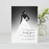Zwart & Wit Couture Trouwjurk Vrijgezellenfeest Kaart (Staand voorkant)