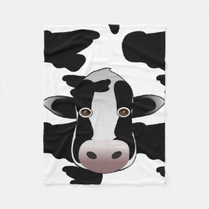 Zwart-wit Cow Print Patroon Fleece Deken