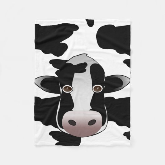 Zwart-wit Cow Print Patroon Fleece Deken (Voorkant)