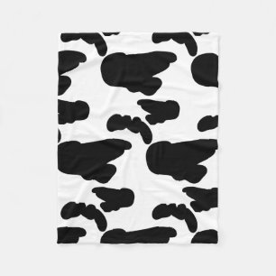 Zwart-wit Cow Print Patroon Fleece Deken