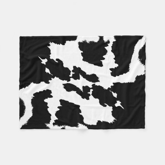 Zwart-wit Cow Print Patroon Fleece Deken (Voorkant (Horizontaal))