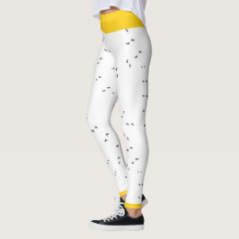 Zwart-wit Crazy Chicken Run | Gele Pop Leggings