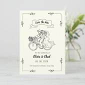 Zwart-wit creatieve huwelijksuitnodiging kaart (Staand voorkant)