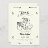 Zwart-wit creatieve huwelijksuitnodiging kaart (Voorkant / Achterkant)