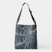 Zwart-wit Creepy Gothic Spiderweb Halloween Crossbody Tas (Achterkant)