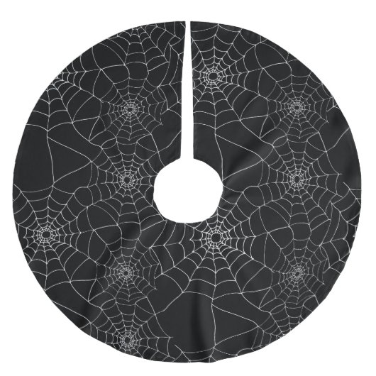 Zwart-wit Creepy Gothic Spin Web Cobwebs Kerstboom Rok (Voorkant)