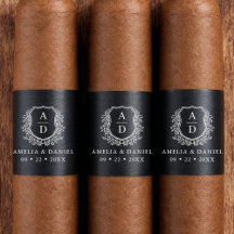 Zwart Wit Crest Monogram Trouwsigaar Band