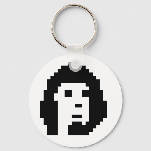 Zwart wit cryptopunk sleutelhanger (Voorkant)