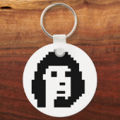 Zwart wit cryptopunk sleutelhanger (Voorkant)