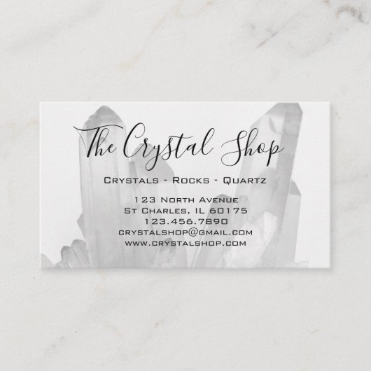 Zwart-wit Crystal Rock Shop Visitekaartje (Voorkant)