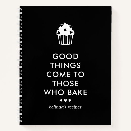 Zwart Wit Cupcake Goede Dingen Bakken Recept Notitieboek (Voorkant)