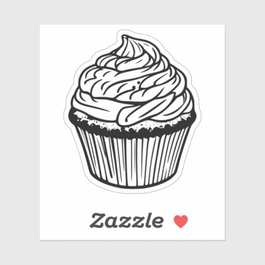 zwart-wit cupcake vinyl sticker (Vel)