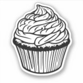 zwart-wit cupcake vinyl sticker (Voorkant)