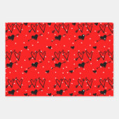 Zwart-wit Cupids hartpatroon Inpakpapier Vel (Voorkant 2)