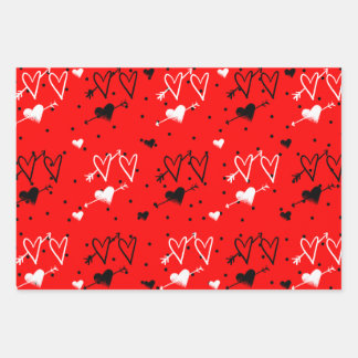Zwart-wit Cupids hartpatroon Inpakpapier Vel