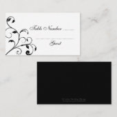 Zwart & Wit Curls Trouwtafel Plaats Kaarten Plaatskaartje (Voorkant / Achterkant)