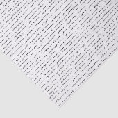 Zwart-wit cursief script of tekstpatroon tissuepapier (Detail)