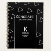 Zwart-wit Custom Afstuderen Monogram Planner (Voorkant)