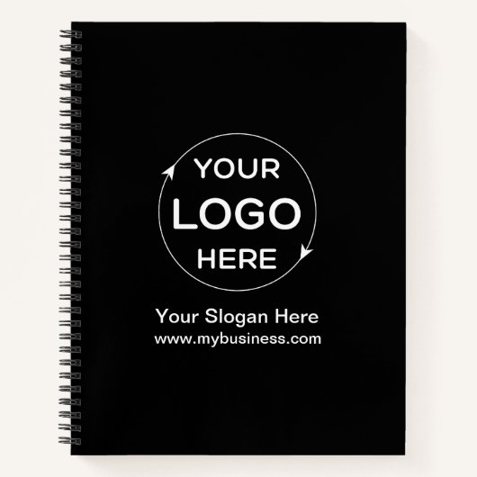 Zwart-wit Custom Business Logo Notitieboek (Voorkant)