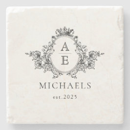  zwart-wit Custom Crest Monogram Stenen Onderzetter