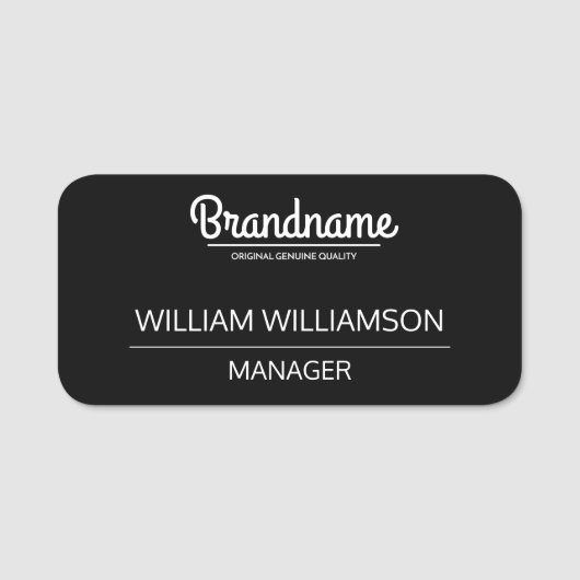 Zwart Wit Custom Employee Logo Naamplaatje (Voorkant)