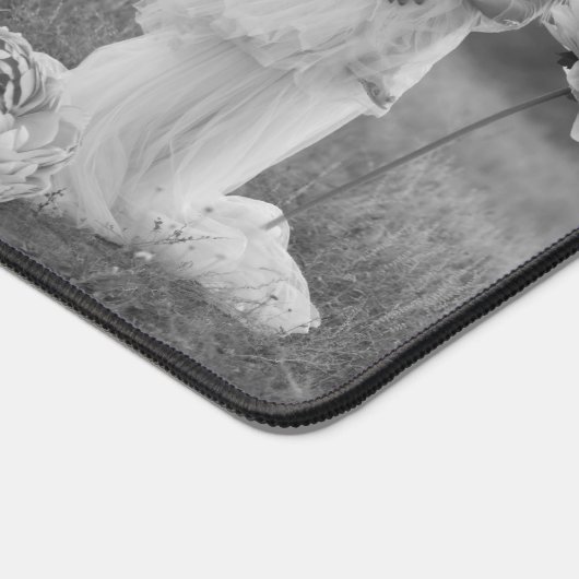 Zwart-wit Custom Foto Hart Valentijnsdag Bureaumat (Hoek)