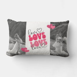 Zwart-wit Custom Foto Hart Valentijnsdag Kussen
