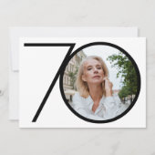 Zwart Wit Custom Foto Minimalist 70e Verjaardag Kaart (Voorkant)