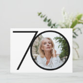 Zwart Wit Custom Foto Minimalist 70e Verjaardag Kaart (Staand voorkant)