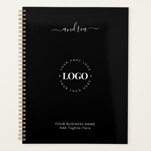 Zwart Wit Custom Logo Business Professional 2025 Planner (Voorkant)