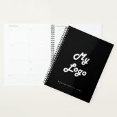 Zwart wit custom logo business QR code 2026 Planner (Display)