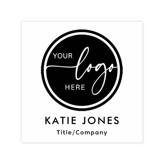 Zwart-wit Custom Logo Business Zelfinktende Stempel (Design)