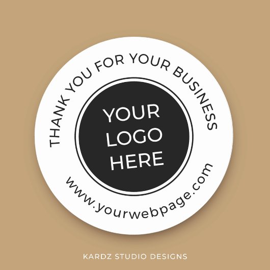 Zwart Wit Custom Logo Dank u Ronde Sticker