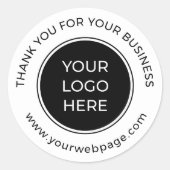 Zwart Wit Custom Logo Dank u Ronde Sticker (Voorkant)
