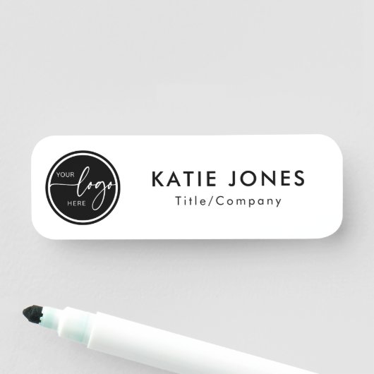 Zwart-wit Custom Logo Employee ID Naamplaatje (In situ)