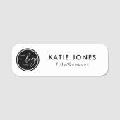 Zwart-wit Custom Logo Employee ID Naamplaatje (Voorkant)