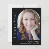 Zwart Wit Custom Modern Photo Arch Afstuderen Bedankkaart (Voorkant)