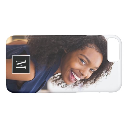 Zwart-wit Custom Monogram 1 Fotocollage Case-Mate iPhone Case (Achterkant (Horizontaal))