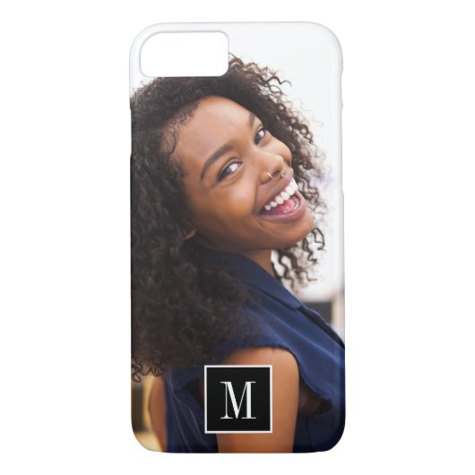 Zwart-wit Custom Monogram 1 Fotocollage Case-Mate iPhone Case (Achterkant)